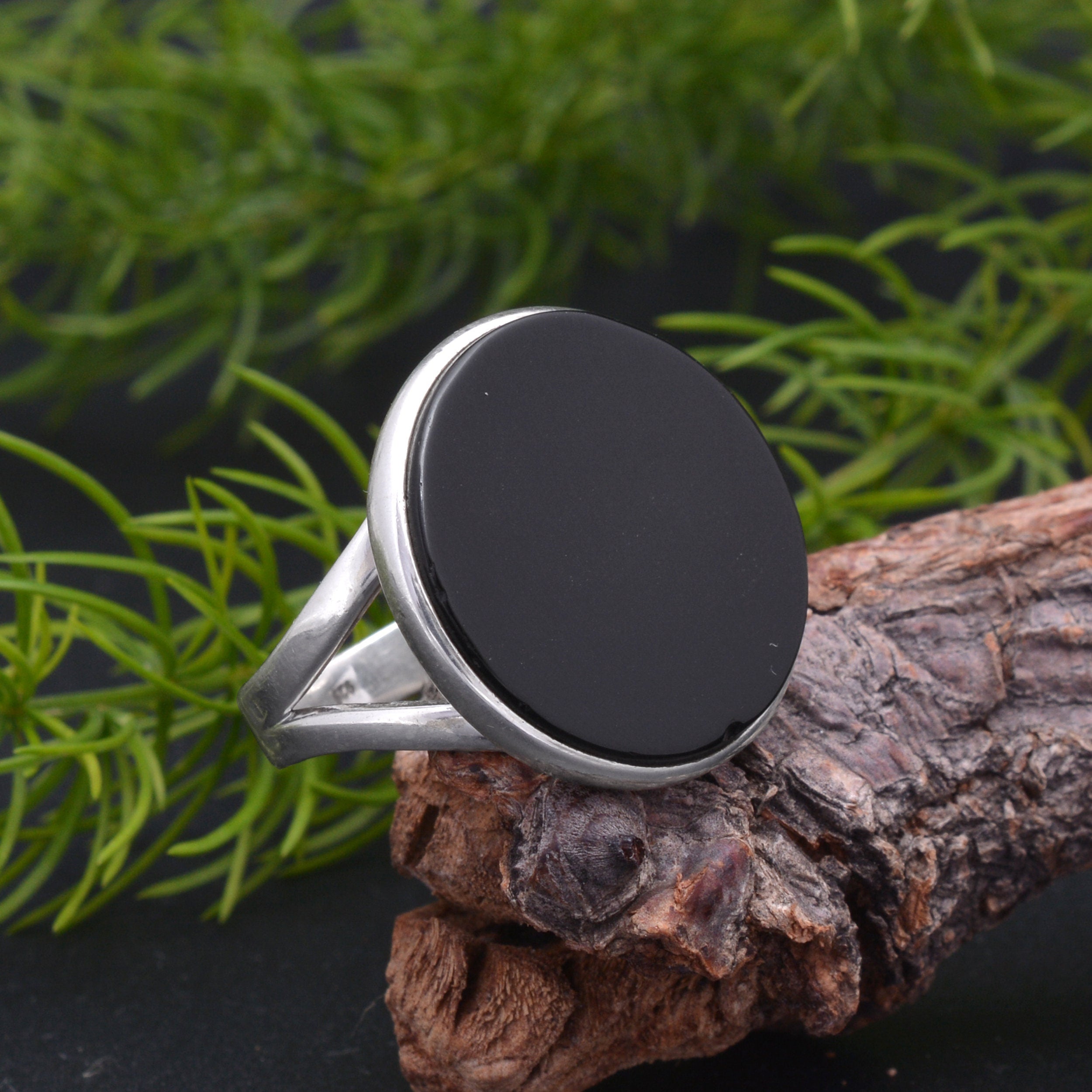 Silver ring with natural black stone and smoky quartz (Sold) – AmiJewel -  Handcrafted gold and silver jewellery. Designer jewellery.